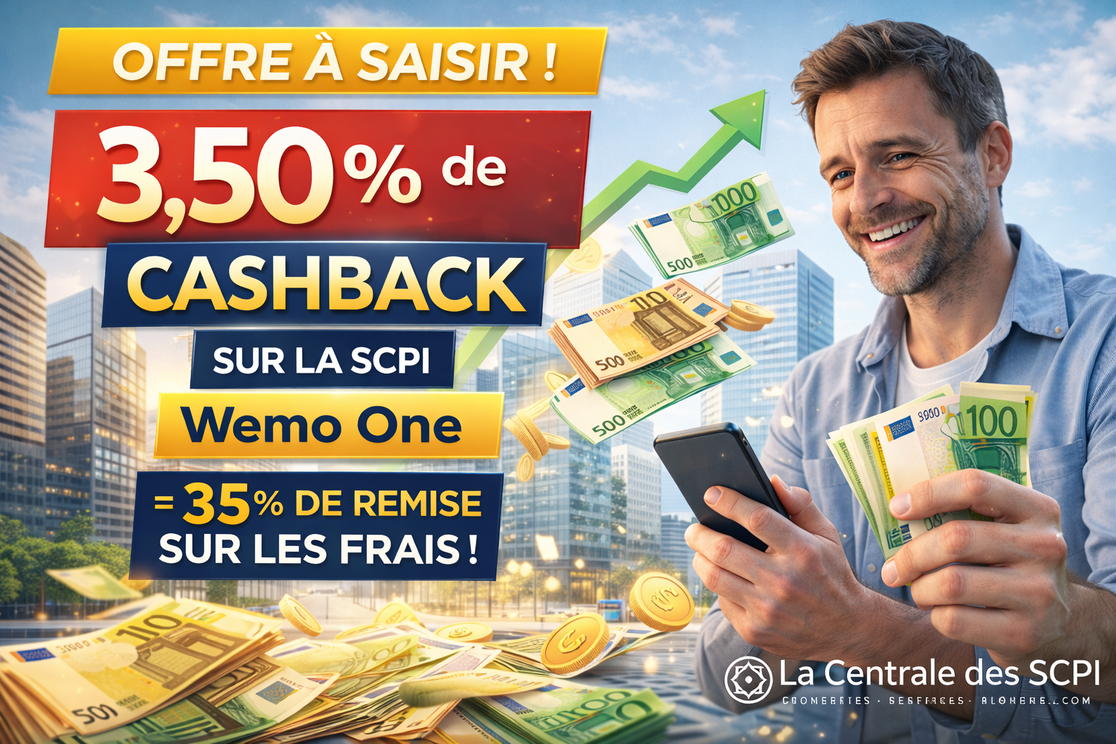 SCPI Wemo One : 3,50 % de cashback à saisir en 2026